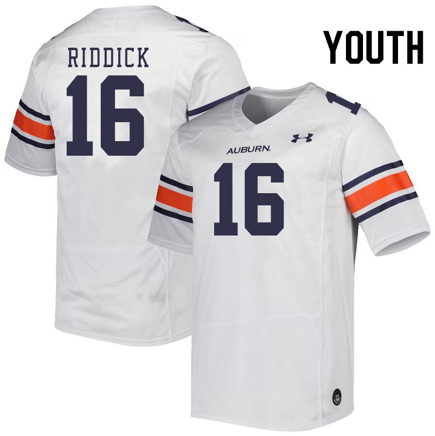 Youth #16 Demarcus Riddick Auburn Tigers College Football Jerseys Stitched-White